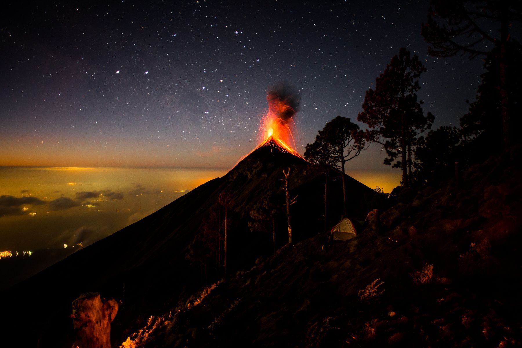 Volcán Acatenango. Campamento de altura.